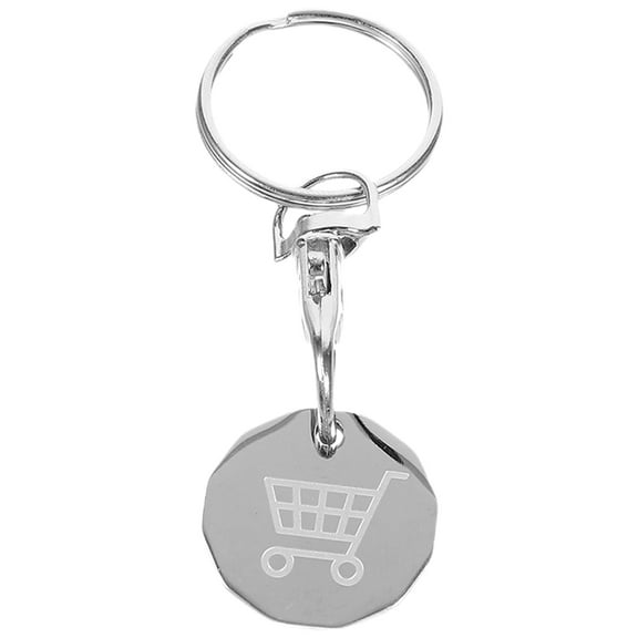 Shopping Trolley Token Keyring in Silver Stainless Steel for Decoration with Sleek Design 1 Piece