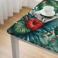 thumbnail image 4 of COMIO Outdoor Fitted Hibiscus Flowers Summer Colorful Hawaiian Tropical Plants Palm Leaf Square Tablecloth White, 4 of 7