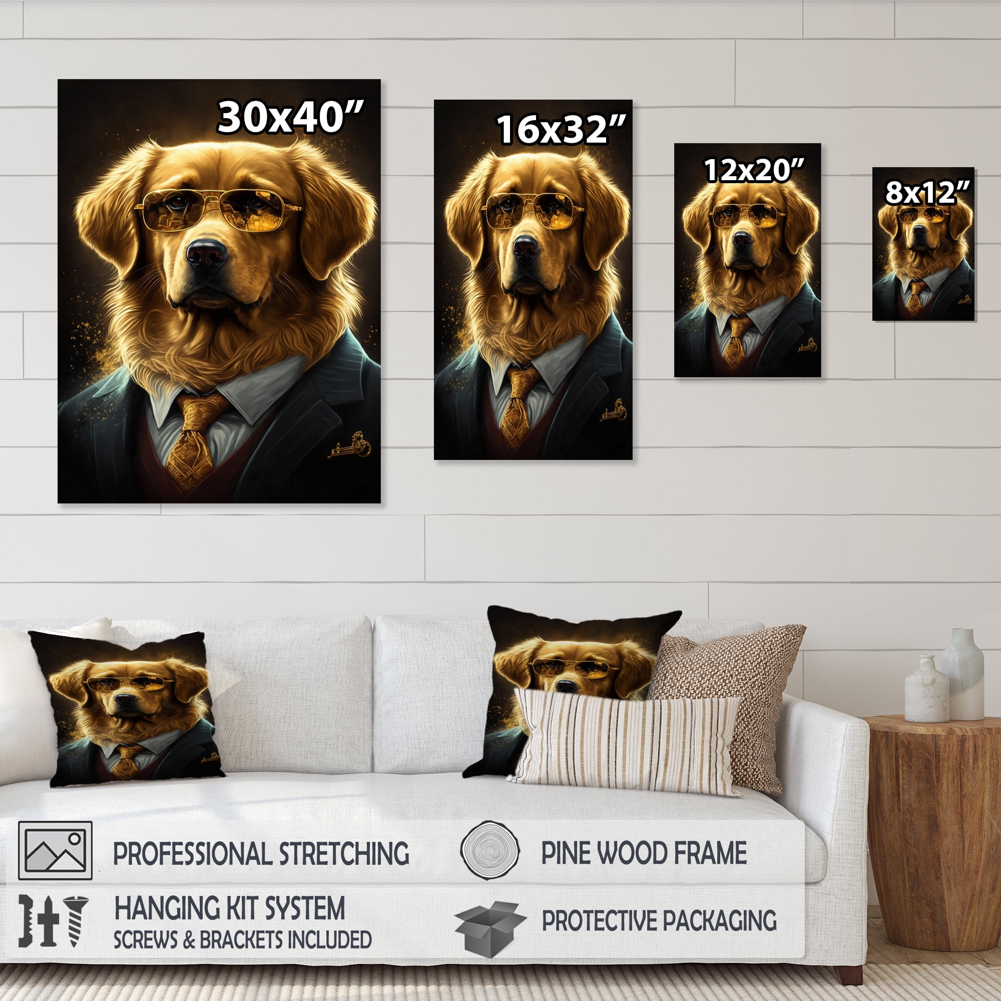 Designart Mafia Golden Retriever Canvas Wall Art