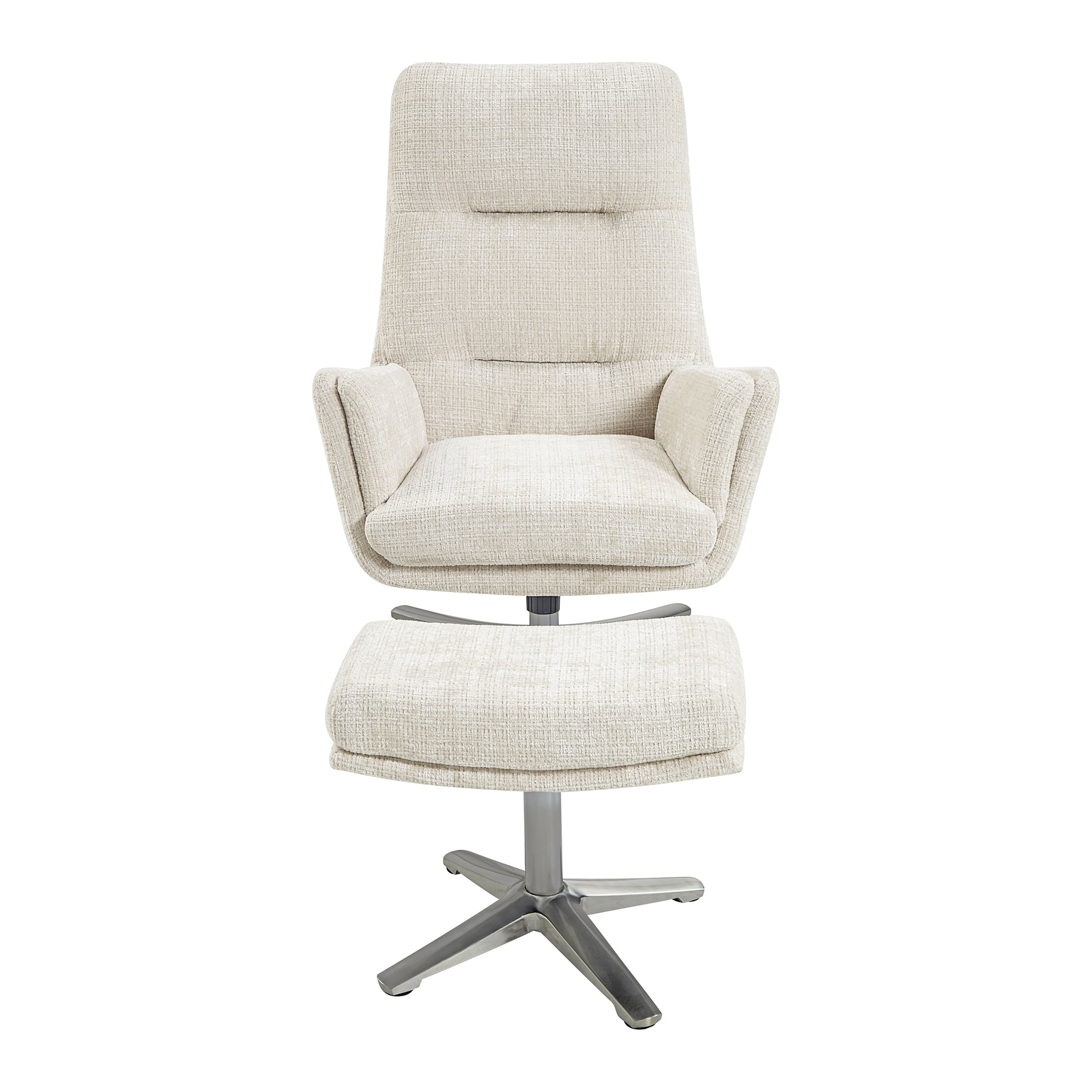 OakvillePark Windmere Chenille Swivel Chair with Ottoman, Beige