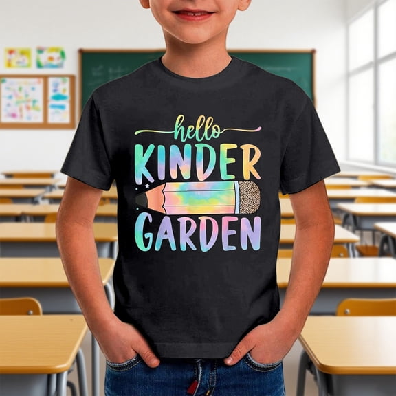 School Uniform for Boys Short Sleeve Graphic Tees Back to School Print Crewneck Everyday Wear Casual Comfortable Kids T Shirts Size 3-4Y