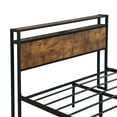 thumbnail image 5 of Full Size Metal Platform Bed Frame with Wooden Headboard and Footboard with USB LINER, No Box Spring Needed, Large Under Bed Storage, Easy Assemble, 5 of 7