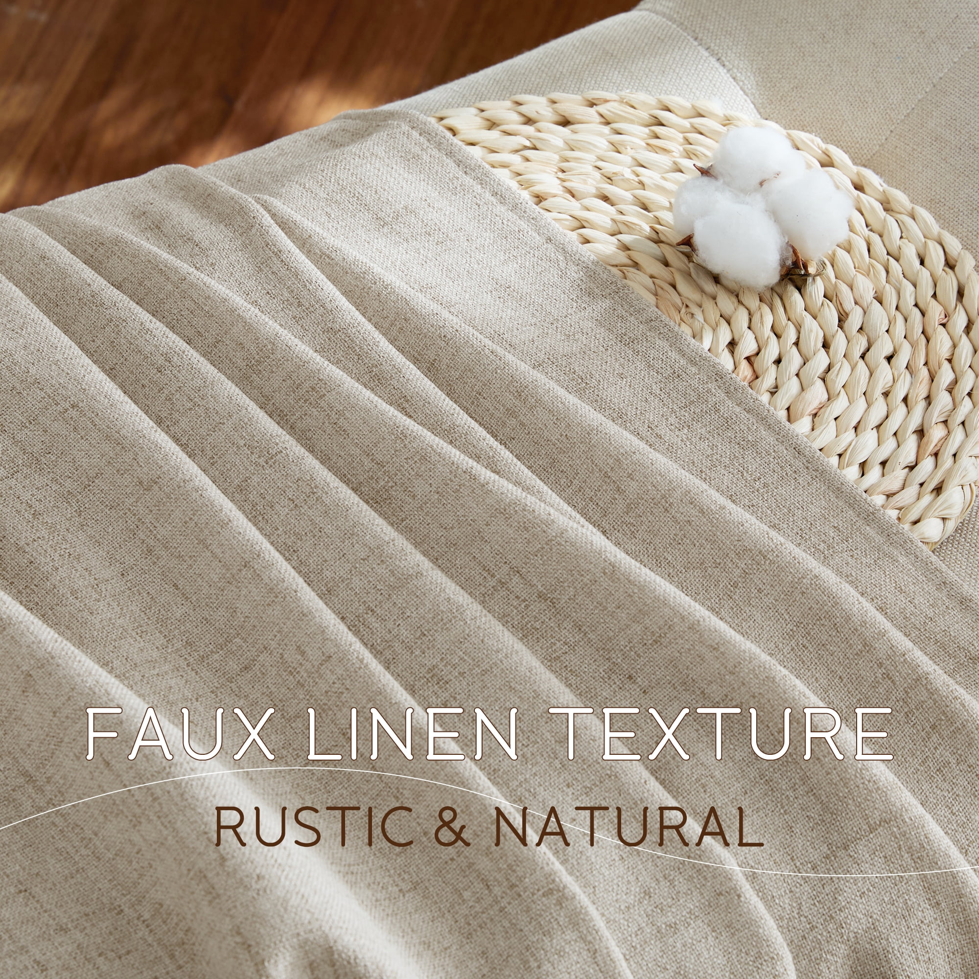 NICETOWN Linen Curtains 84 inch Length, Semi Sheer Linen Light Filtering Farmhouse Curtains Rod Pocket Back Tab Privacy Faux Linen Drapes for Bedroom Living Room, 52"x84", Oatmeal, 2 Panels