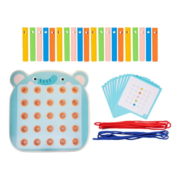 Juguete de madera con cordones, material didáctico, dibujos animados, habilidades motoras finas para bebés de 3, 4, 5 y 6 años Elefante