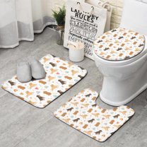 Dog Love Rainbow Bathroom Rugs Sets 3 Piece,Toilet Cover Set,Absorbent Non Slip Bathroom Mats Sets with U-Shaped Contour Rug Toilet Rug Set