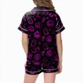 thumbnail image 4 of KPOPLK Halloween Pajamas Sets for Girls 2T-13T Short Sleeve Button Down Shirt and Elastic Waist Shorts Jammies Teen Girl 2 Piece Pjs,Size 10-11 Years, 4 of 5