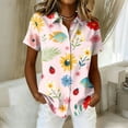 thumbnail image 2 of Women's Shirt Hawaiian Print Button Short Sleeved Pocket Casual Top, 2 of 5