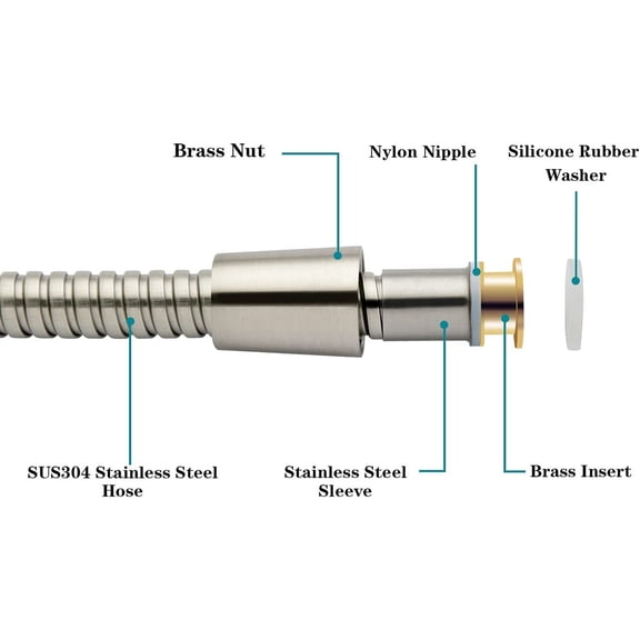 79" Stainless Steel Handheld Shower Hose, Flexible Replacement with Brass Connector, Extra Long Cord for Hand Shower, Brushed Nickel