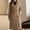 Khaki, variant on Womens Elegant Notched Lapel Coat Mid-Length Thicken Warm Wool Blend Coats Casual Fall Winter Fashion Long Overcoat Camel 3XL