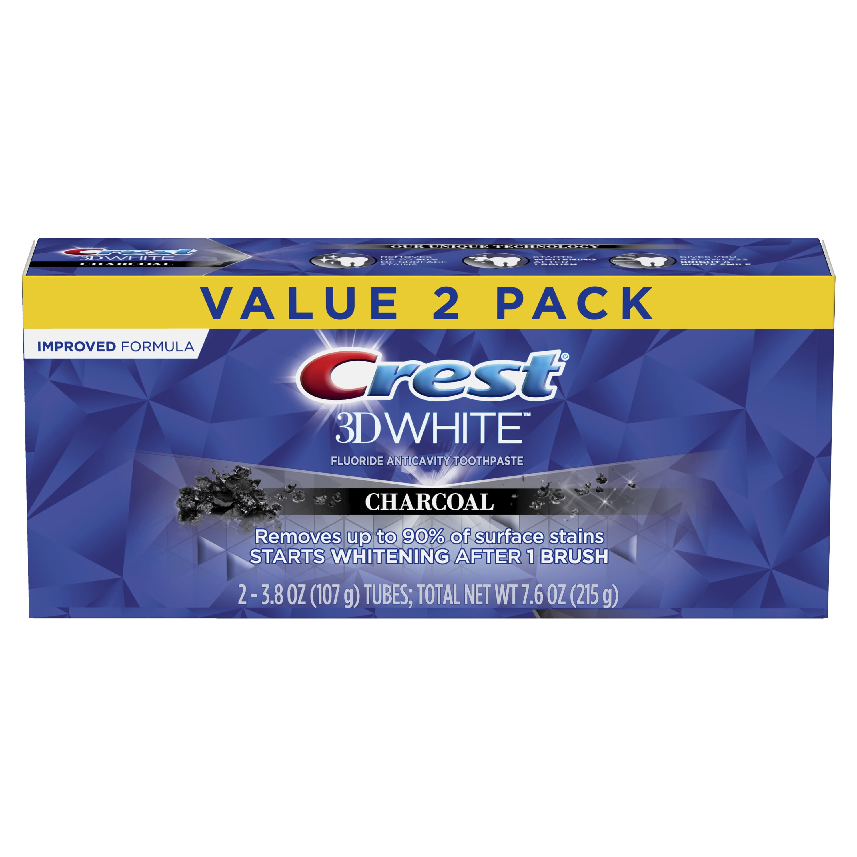 Crest 3D White Charcoal Teeth Whitening Toothpaste, 3.8 oz, 2 Pack