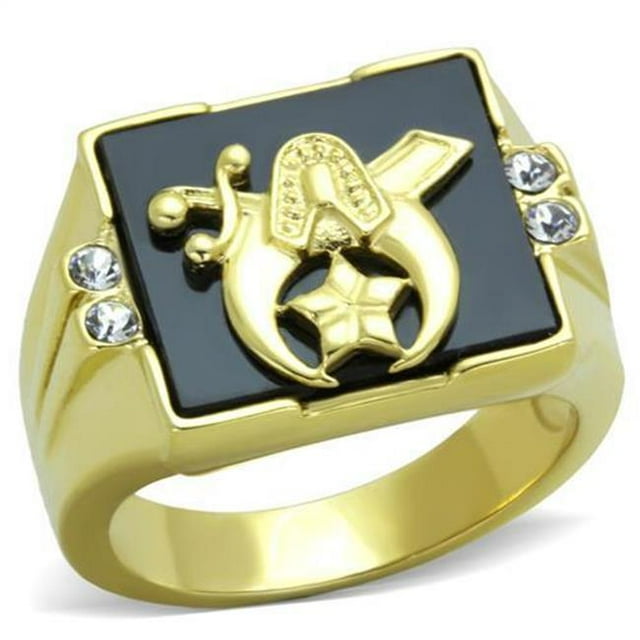 Alamode TK1890-13 Men IP Gold Stainless Steel Ring with Synthetic in Jet - Size 13