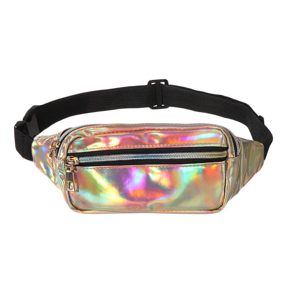 Laser Holographic Waist Bags, Fanny Pack Slim Shiny Neon PU Neon Gym ...