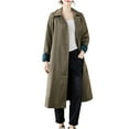 thumbnail image 5 of Qetyuw Women's Long Trench Coat Single Breasted Windbreaker Classic Notched Lapel Jacket Fall Vintage Long Sleeve Overcoat Split Hem Outerwear with Belt, 5 of 8