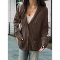 thumbnail image 2 of Women'S Oversized Chunky Knit Cardigan Fashion Long Sleeve Front Open Sweater Fall Winter Outerwear Brown L, 2 of 5