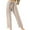 Beige-2, variant on Summer Capri Pants for Women, Women's Cotton Linen Button Cropped Pants Ankle Soild Color Trousers with Pockets