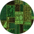 thumbnail image 1 of Ahgly Company Indoor Round Patchwork Green Transitional Area Rugs, 4' Round, 1 of 4