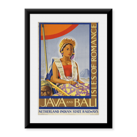 Framed Art Print, Java and Bali by Rail Vintage Travel Poster by Vintage Travel Poster, 17-7/8" x 21-7/8"