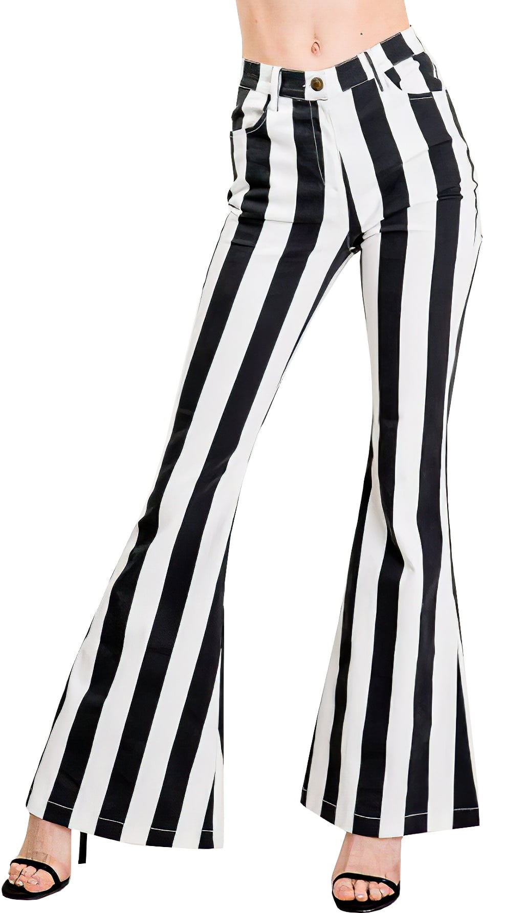 striped jeans womens black and white