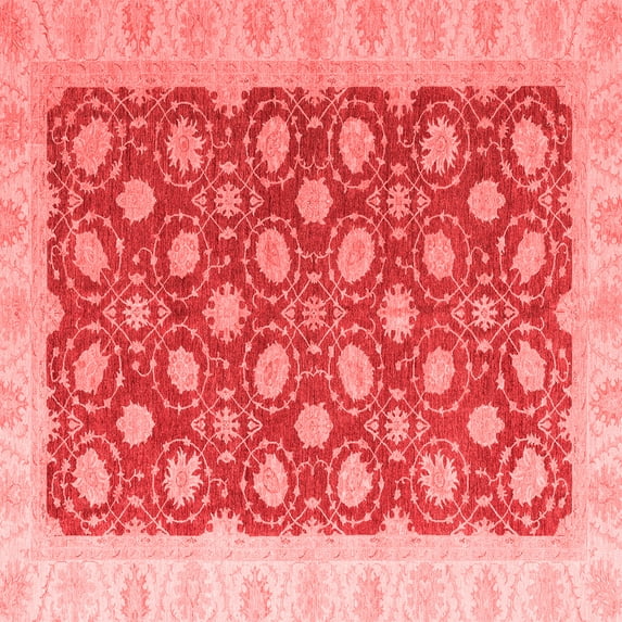 Ahgly Company Machine Washable Indoor Square Oriental Red Modern Area Rugs, 4' Square