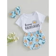 thumbnail image 3 of Bagilaanoe 3pcs Newborn Baby Girl Short Pants Set Short Sleeve Romper Tops + Floral Shorts + Headband 3M 6M 12M 18M Infant Casual Summer Outfits, 3 of 8