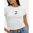 thumbnail image 3 of Musuos Women's Summer Graphic T-Shirt Slim Fit Round Neck Cap Sleeve Tops for Daily Casual, 3 of 5
