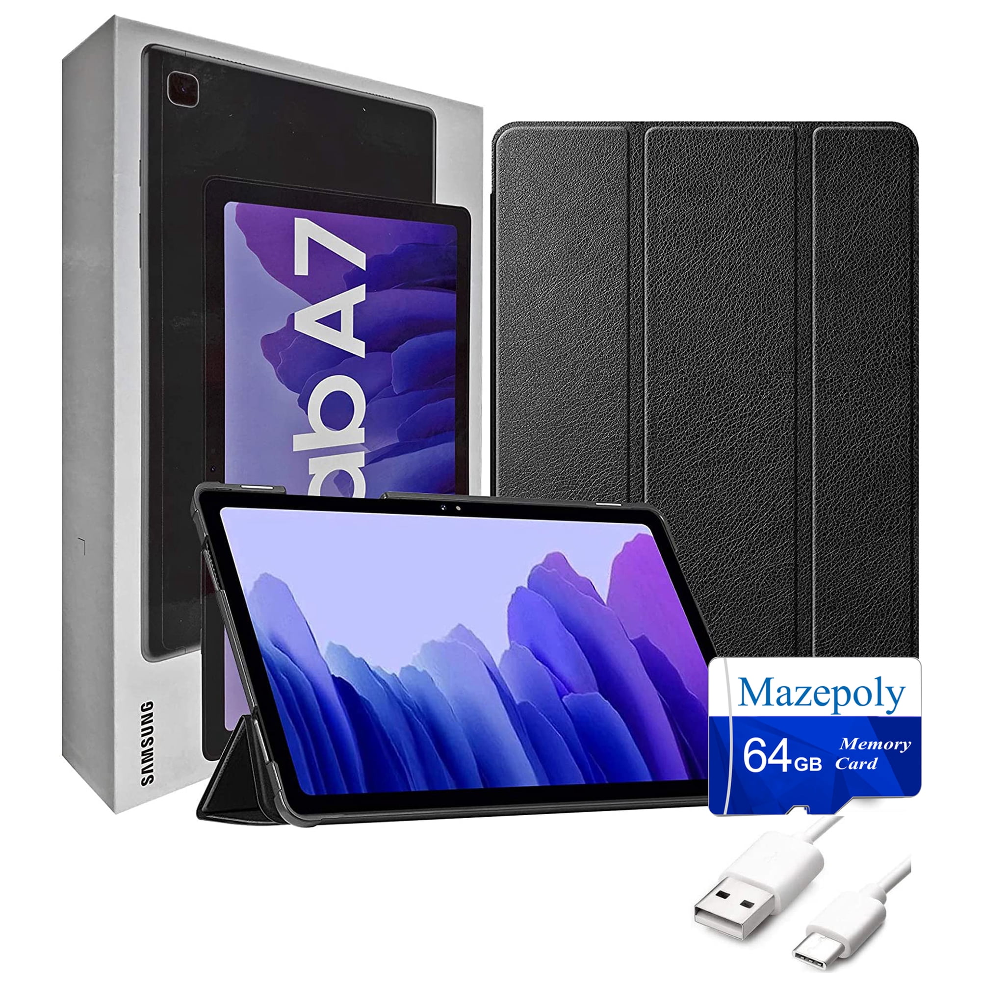 2021 Samsung Galaxy Tab A7 10.4'' Inch 64 GB Wi-Fi Android 10 Touchscreen International Tablet (Gray) Bundle Mazepoly Accessories