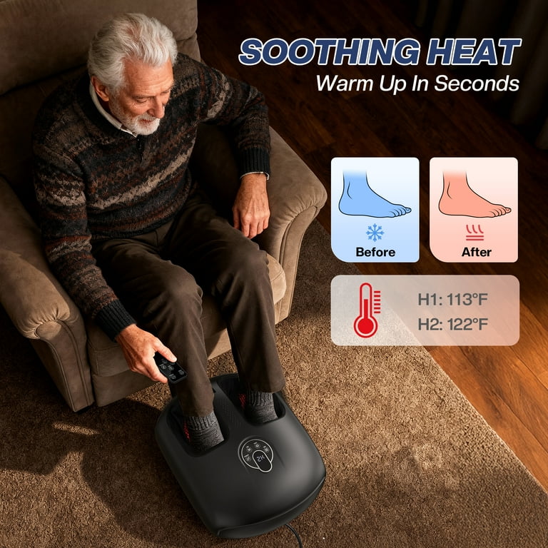 Vrilay Foot Massager with Heat, Shiatsu Massage for Plantar Fasciitis Relief, Deep Kneading & Vibration & Air Compression, Christmas/Birthday Gift for
