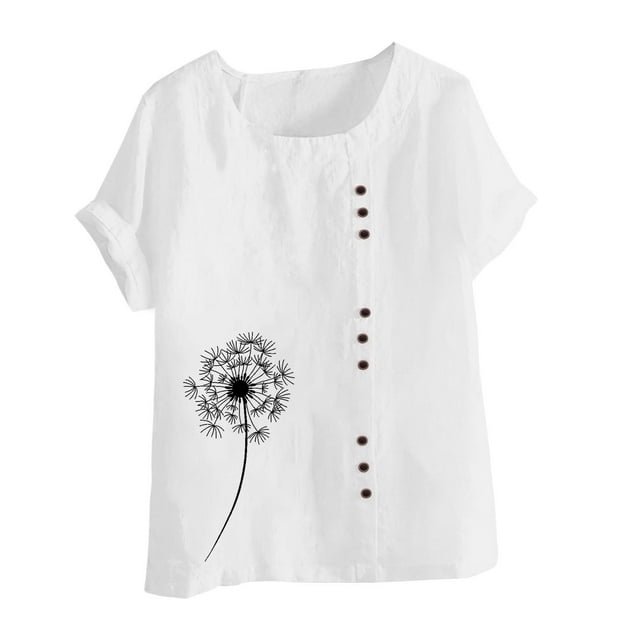Birdeem Mode Femmes Été T-Shirt Imprimé Ample Col Rond Manches Courtes Blouse Décontractée
