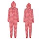 thumbnail image 2 of Pijamas navideños de talla grande para parejas, monos a rayas rojas y blancas para adultos con mono con cremallera, ropa de dormir con capucha, 2 of 4