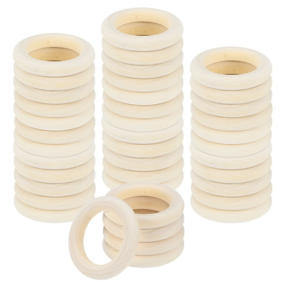 Uxcell 100-Pack Unfinished Wood Rings, 35 mm Natural Wooden Rings for Macrame Jewelry Making/DIY Crafts