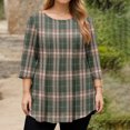 thumbnail image 5 of TQWQT Plus Size Plaid Tunic Top for Women 3/4 Sleeve Loose Swing Fit Comfort Breathable Blouse for Daily Casual Wear 3XL, 5 of 5