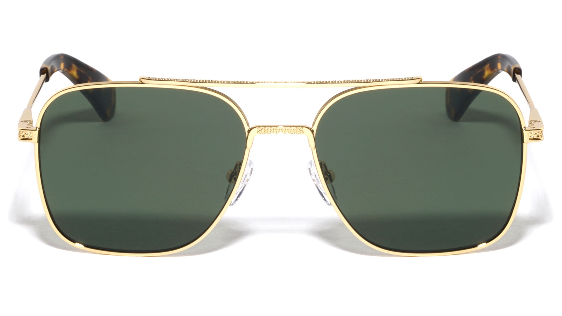 GLASS Lens Premium Square Pilot Metal Frame Sunglasses For Men Or Women UV400