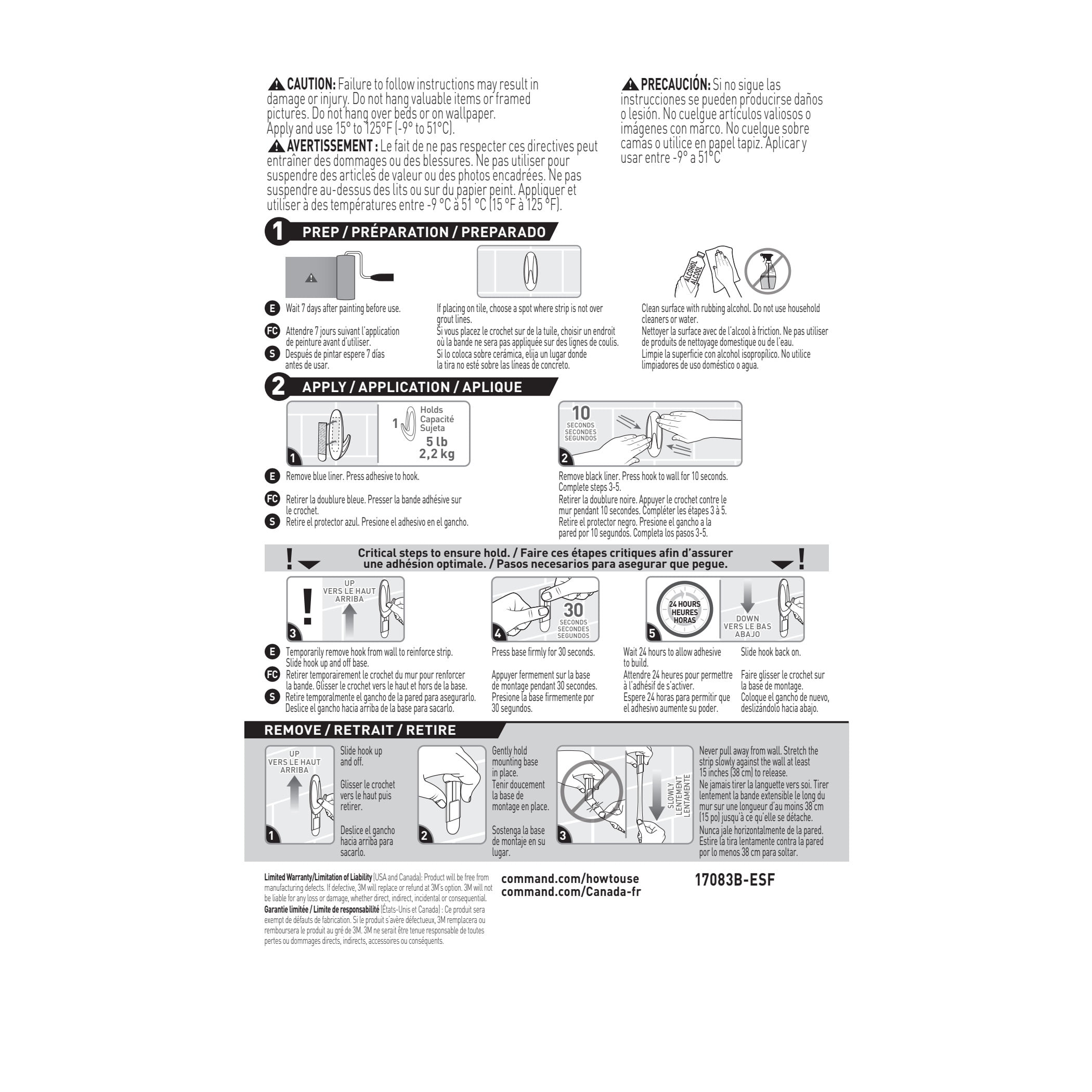 (2 pack) Command Bath Large Designer Hook, 1 Hook, 2 Strips/Pack