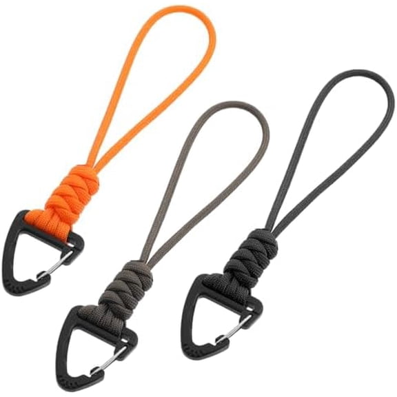 3PCS Paracord Keychain Carabiner, Braided Lanyard Key Chain Men/Women Triangle Buckle Lock Clip Heavy Duty Hook for Car Keys Outdoor Survival Camping Hiking 3 Colors$$Sport & Recreation Other