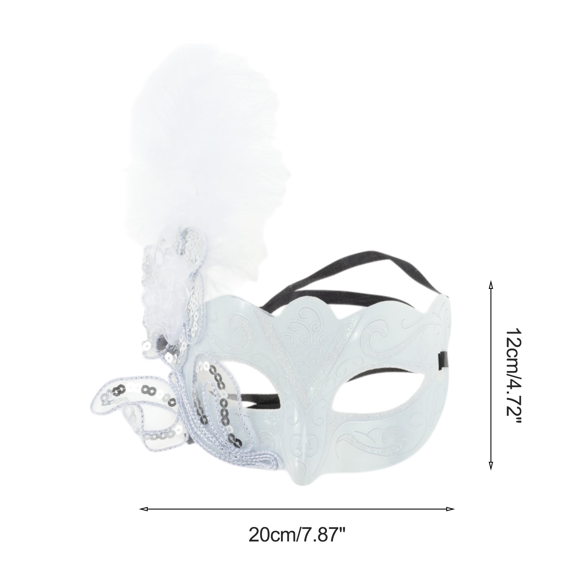 Unique Bargains 1 Box Dancing Queen Feather Half Face Party Mask White