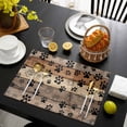 thumbnail image 3 of Brown Beige Placemats Set of 12, Rustic Farmhouse Dog Paw Vintage Placemats for Dining Table, Place Mats for Kitchen Tabletop, Waterproof Wipeable Dining Table Mats Set, 3 of 9