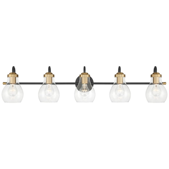 Possini Euro Design Possini Euro Brade 39 1/2"W Black and Brass 5-Light Bath Light