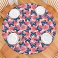 thumbnail image 2 of White Butterfly Red Blue Leaf Pattern Round Fitted Tablecloth with Elastic Edge,Dining Table Cover Waterproof,Outdoor Round Tablecloth for Camping,Dining,Indoor and Outdoor, 2 of 7