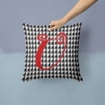 thumbnail image 2 of Letter U Initial Monogram - Houndstooth Black Fabric Decorative Pillow, 2 of 4