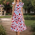 thumbnail image 4 of Ovzne Robes Grande Taille pour Femmes Rondes Robe Femme Imprimé Floral Décontracté Manches Courtes Col Rond Robe Décontractée Fluide à Étages Maxi Robe de Plage Grande Taille Robe Imprimée Liquidation, 4 of 4