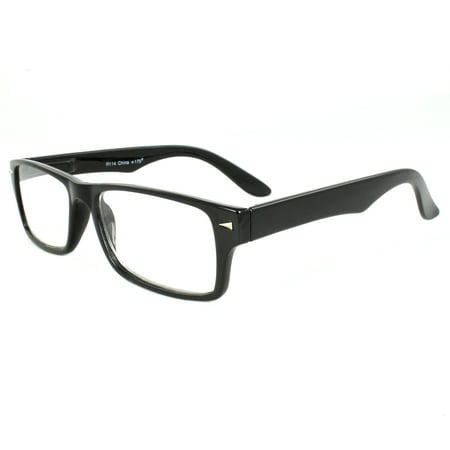 Rectangle Fashion Reading Glass Black Frame with Power vision + 1.75 for Women and Men