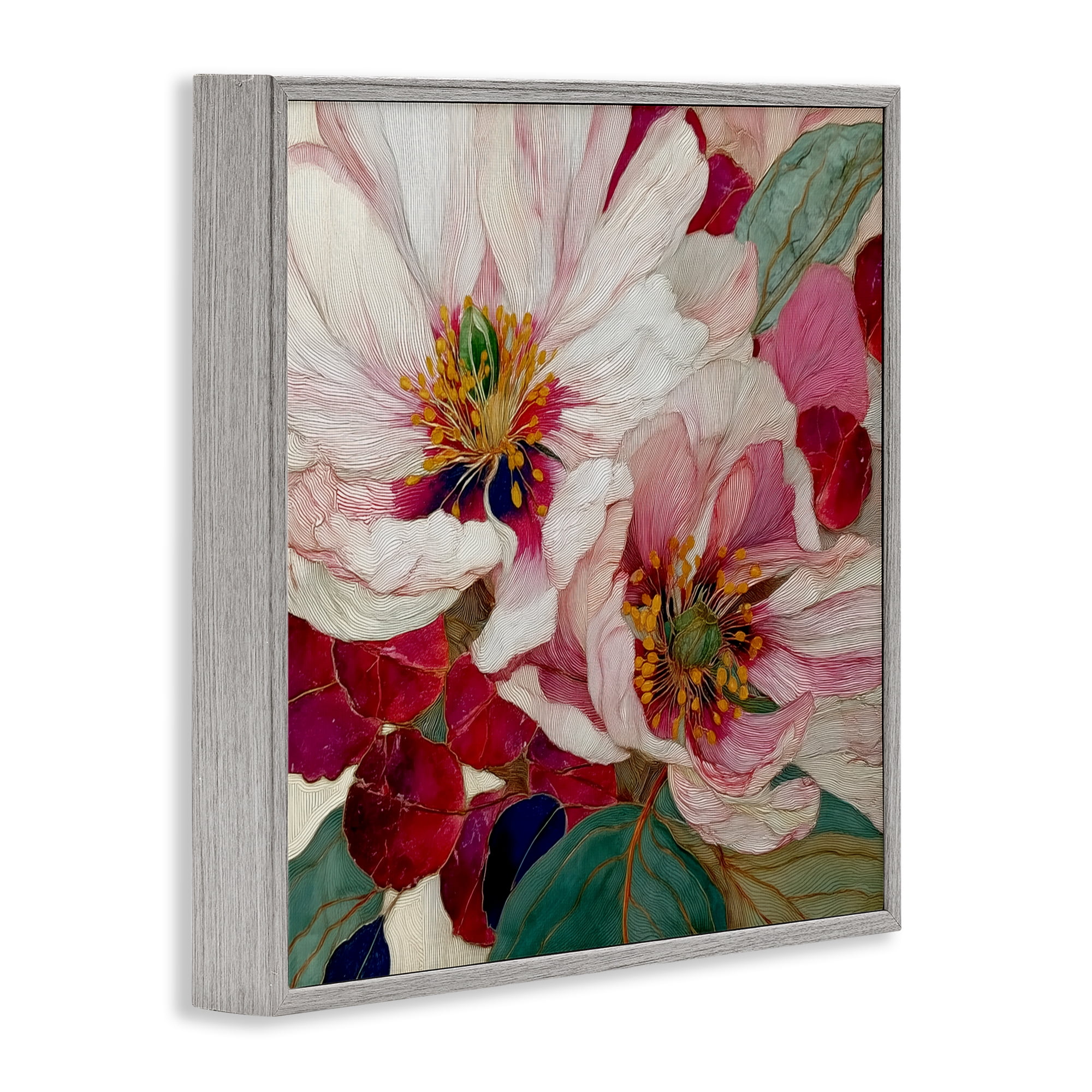 Cimarron Flowers Ornate Details Gray Framed Giclee Art, design by Annabelle Hall