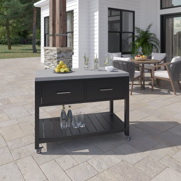 Better Homes & Gardens Black Steel Outdoor Kitchen Island Cart with Wheels