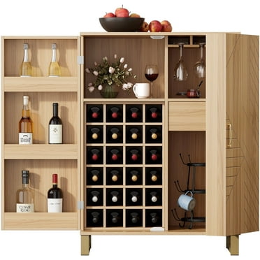 42.5" Modern Home Bar Cabinet Carved Wine Cabinet with Storage