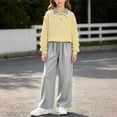 thumbnail image 6 of LWFFDAW Girls Sweatsuit 2 Piece Sets for 5-15 Years Collar Henley Sweatpants and Elastic Waist Wide Leg Pant Fall Loose Tracksuit Sets with Pockets, 6 of 6