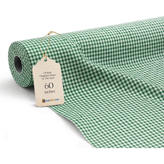 1/8" Kelly Green Poly Cotton Gingham Sewing & Craft Fabric
