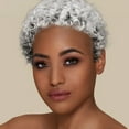 thumbnail image 7 of XIAQUJ Short Hair Wigs for Black Women Short Cuts Wigs for Black Women Short Straight Black Ladies Wigs Women's Short Curly Wig Synthetic Cut Wig Heat Grey Wigs Head Circumference 22 Inch Grey, 7 of 7
