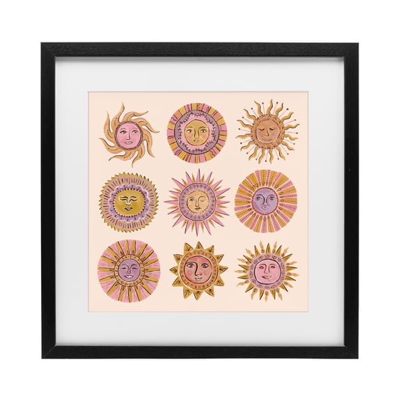 Stupell Industries Eclectic Boho Solar Faces Black Framed Print Under Glass, 13 x 13, by Two If By Sea Studios