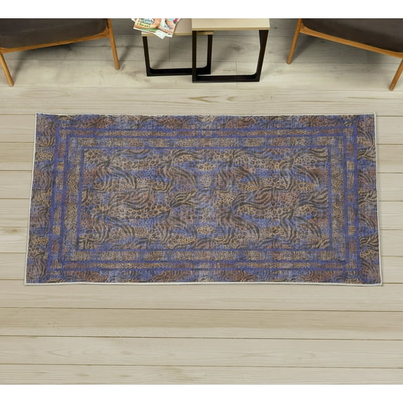 Leopard Print Decorative Rug, Exotic Savannah Themed Abstract Animal Skin Inspired Spots Forms, Quality Carpet for Bedroom Dorm and Living Room, 6 Sizes, Dark Violet Brown Beige, by Ambesonne
