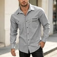 thumbnail image 7 of Cmfcve Button Down Shirts for Men Long Sleeve Solid Office Work Tops Lapel Collar Casual Loose Fit Classic Shirts, 7 of 7